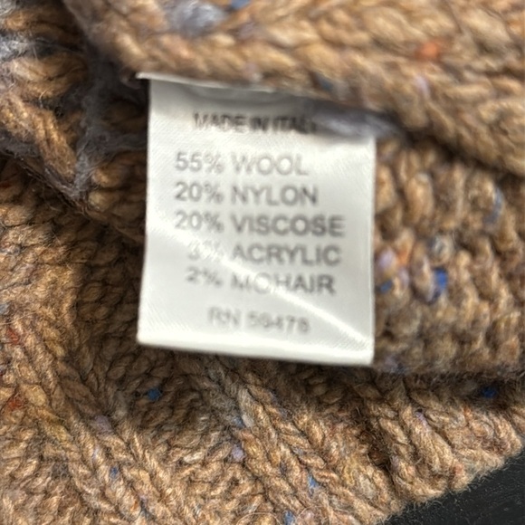 Anthropologie Elsamanda Tan and Light Blue Patterned Women's wool blend Sweater - Picture 5 of 6